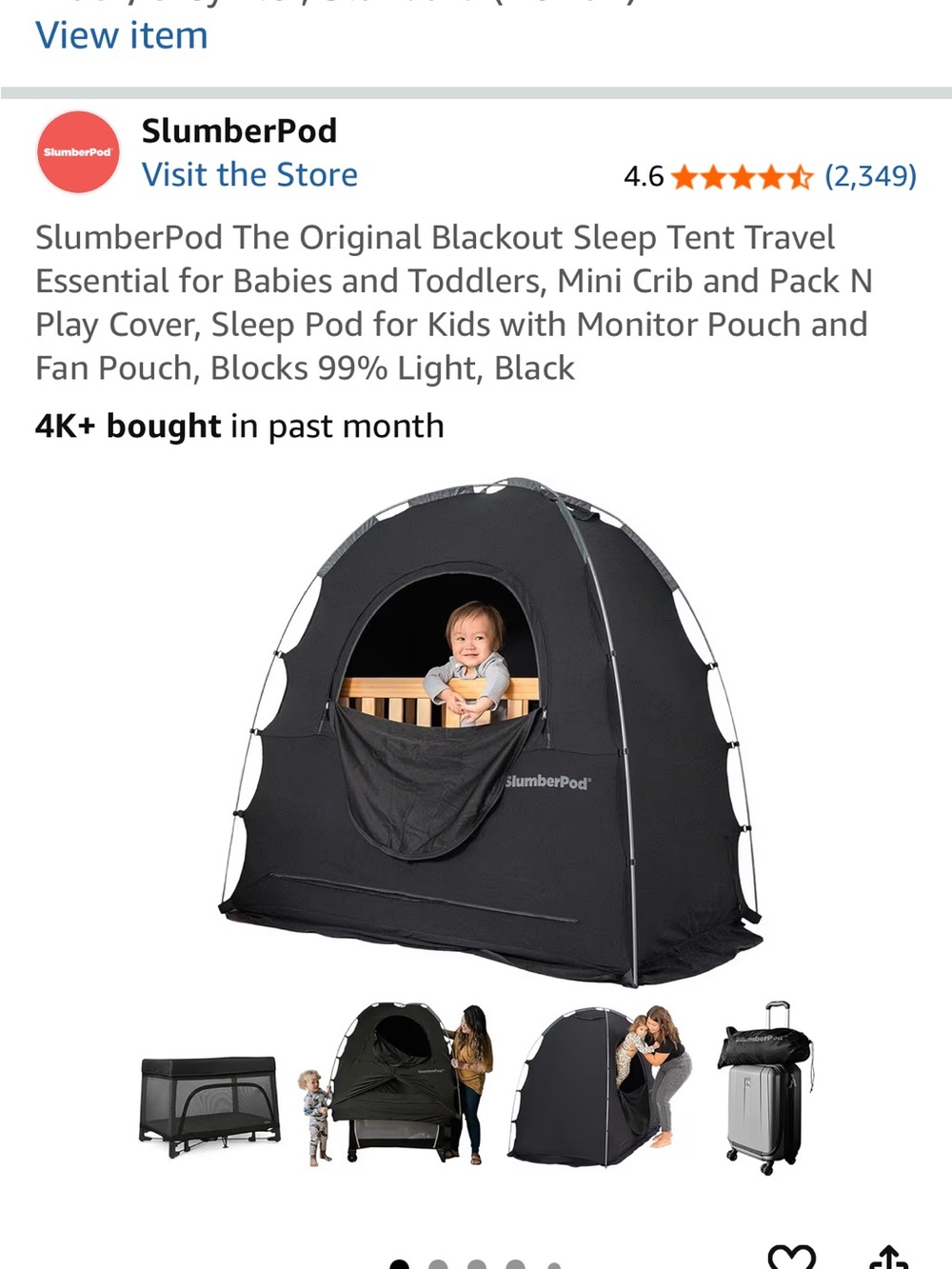 SlumberPod Black Blackout Sleep Pod for Kids